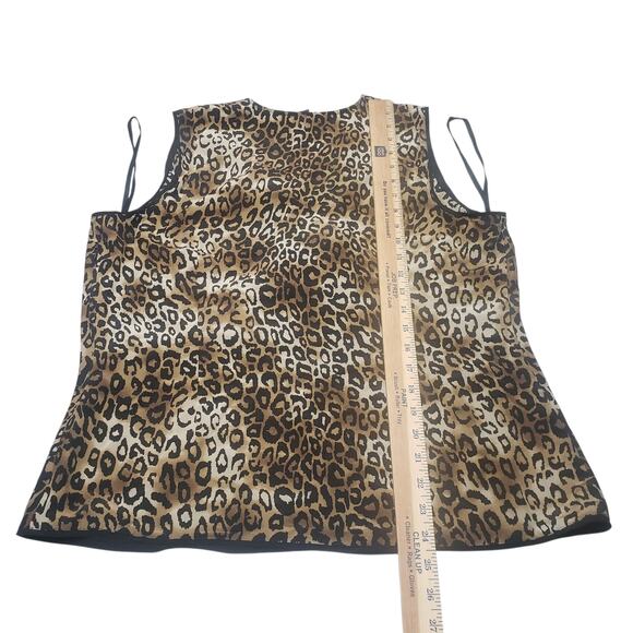 VTG Alfani Silk Leopard Print Sleeveless Top Bow Trim Womens 14 Business Casual - Picture 8 of 8